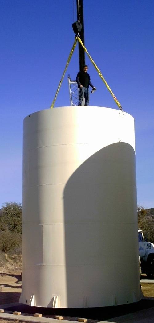 Installation of a Galvanized Water Storage Tanks in California