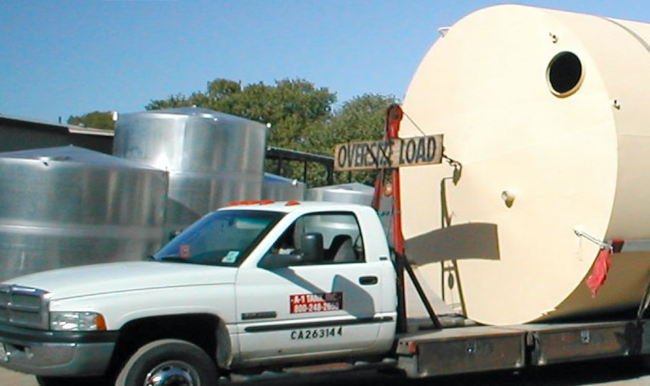 water tank product being delivered by A-1 Tank LLC