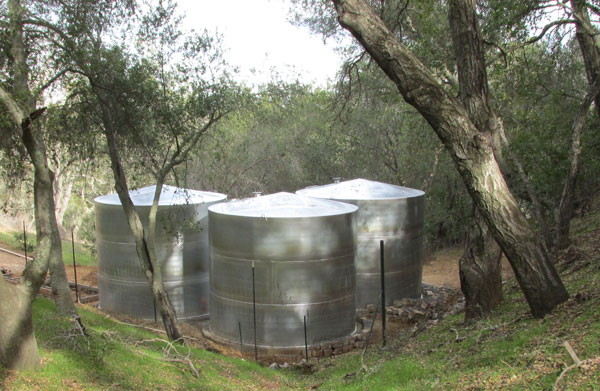 Three silver San Diego and the Imperial Valley water storage tanks